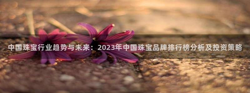 新宝5 注册：中国珠宝行业趋势与未来：2023年中国珠宝品牌排行榜分析及投资策略